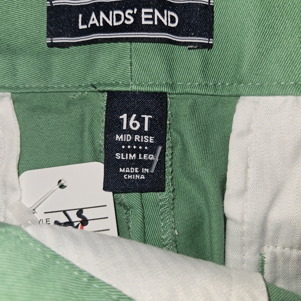 Lands End Womans Green Mid Rise Slim Leg Pants Size 16T - Picture 12 of 13